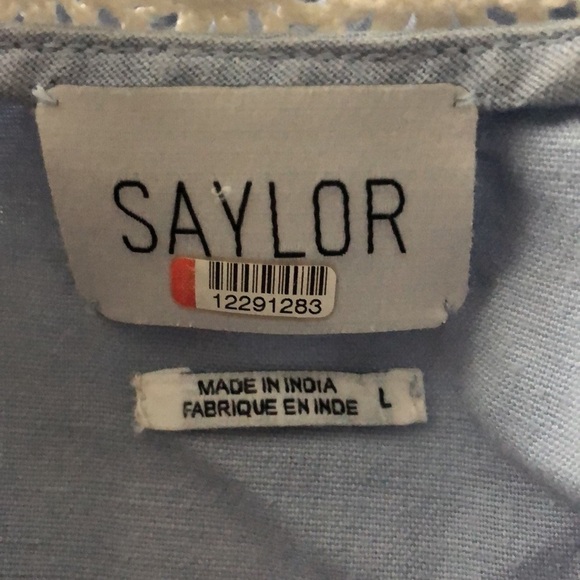 Saylor Yumi Dress Maxi Flutter Sleeve Blue Printed Cotton L - Picture 9 of 9